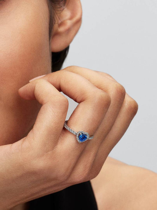 Anello Pandora Cuore in Rilievo Blu Intenso 198421C09