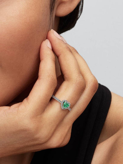 Anello Pandora Cuore in Rilievo Verde Chiaro 198421C08
