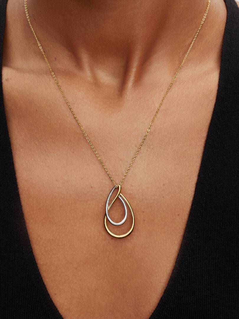 Collana Pandora Doppi Cerchi Linea Sinuosa Bicolore 364668C00