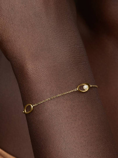 Bracciale Pandora Ovali Linea Sinuosa e Perla D'Acqua Dolce Coltivata 564677C01