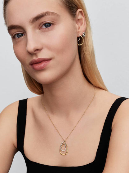 Collana Pandora Doppi Cerchi Linea Sinuosa Bicolore 364668C00