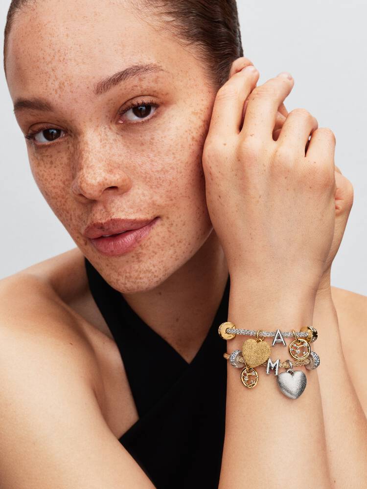 Bracciale Pandora Maglia Mesh con pietre luminose e Chiusura a Cuore Placcatura in Oro 14k 564971C01
