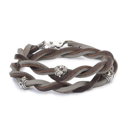 Bracciale Trollbeads Bracciale in Cuoio Marrone/Grigio Chiaro