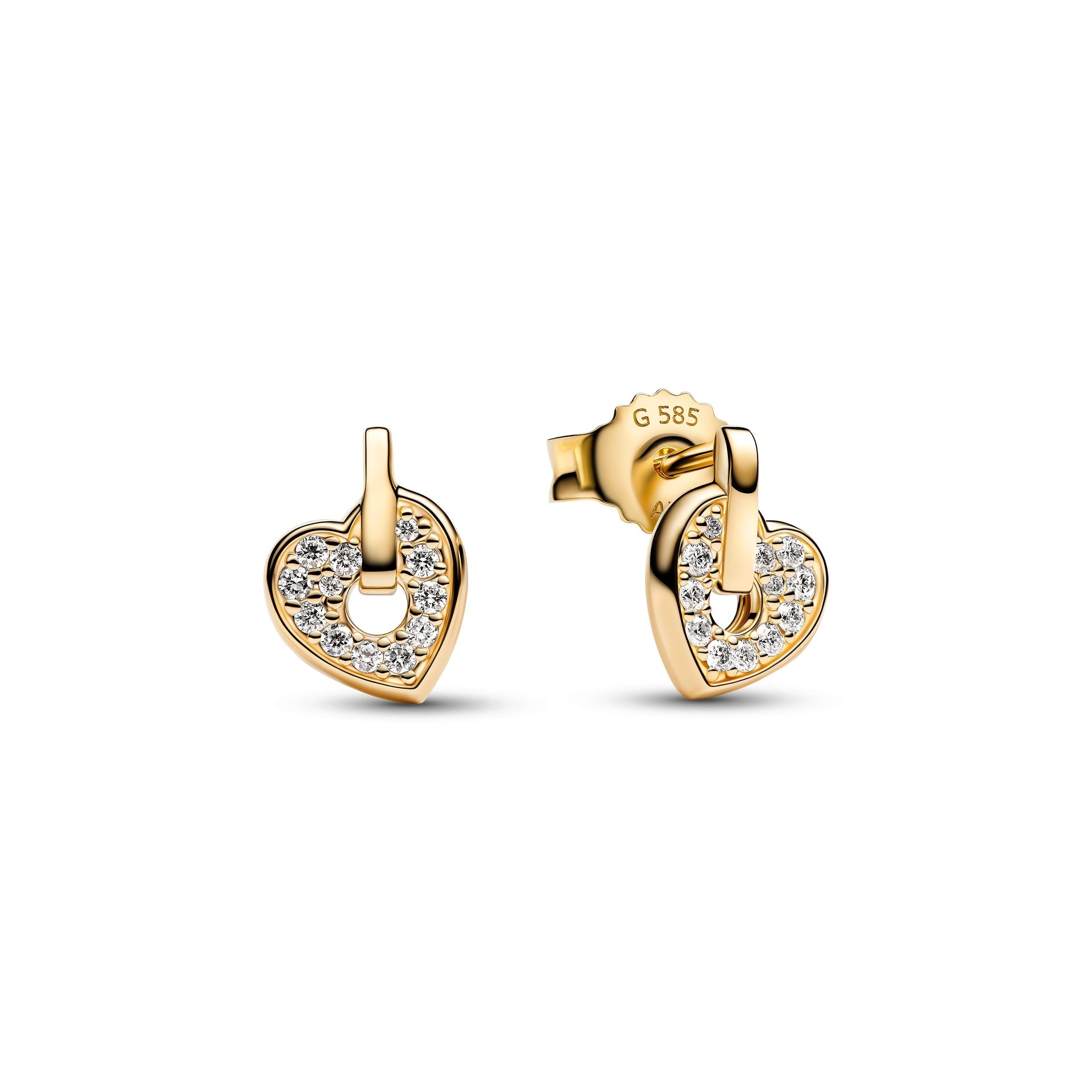 Orecchini Pandora Talisman Cuore in oro 14k con pavé di diamanti creati in laboratorio - 254792C01