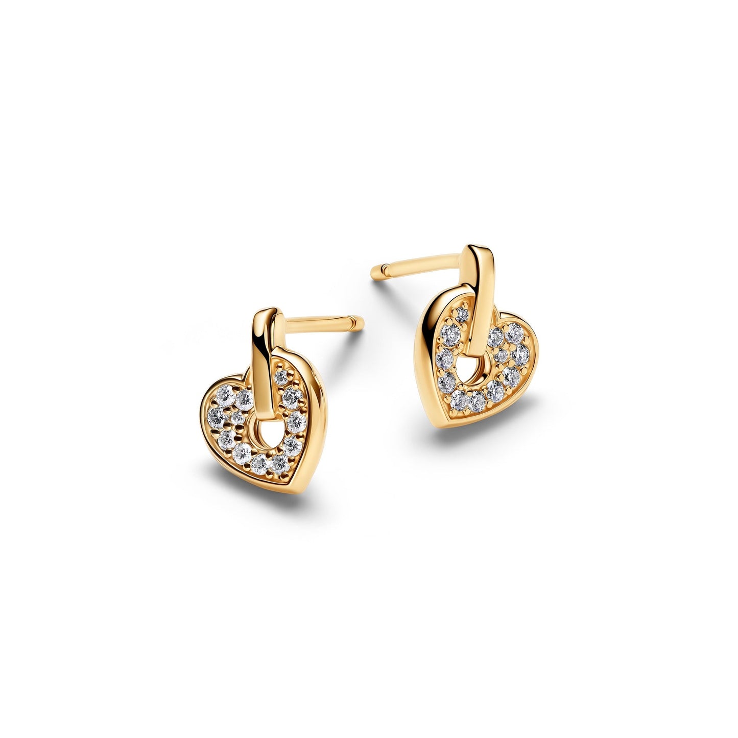 Orecchini Pandora Talisman Cuore in oro 14k con pavé di diamanti creati in laboratorio - 254792C01