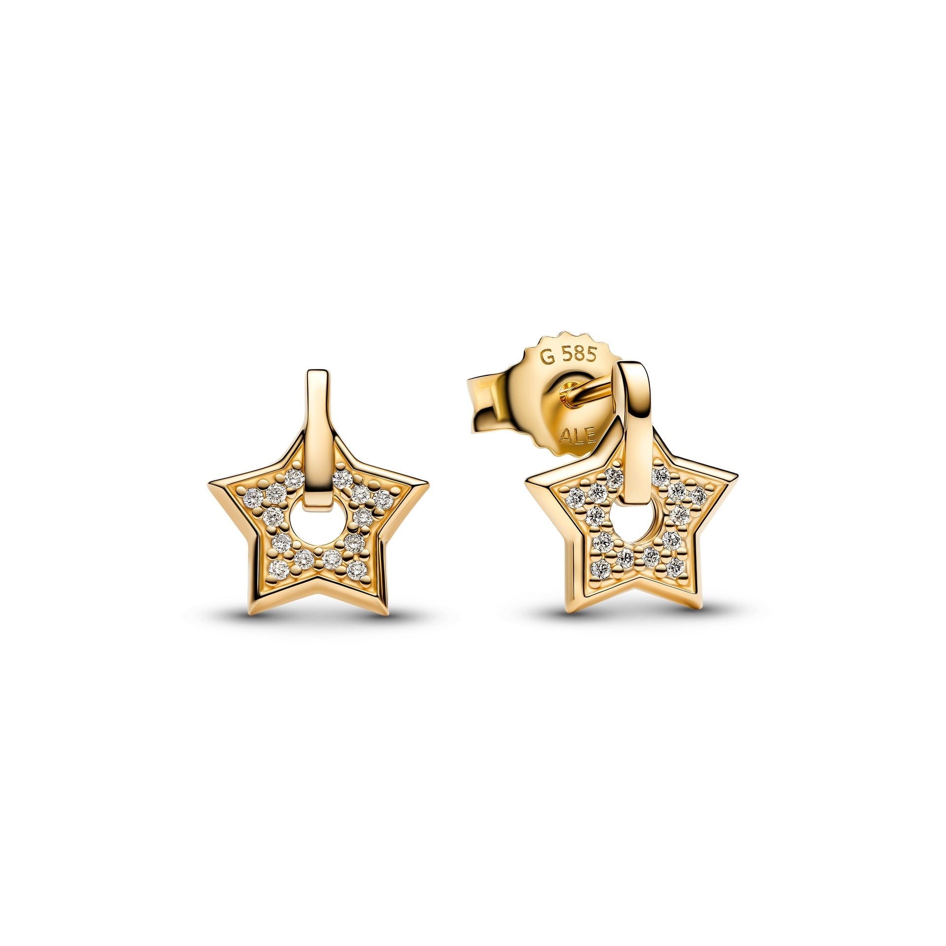 Orecchini Pandora Talisman Stella in oro 14k con pavé di diamanti creati in laboratorio - 254793C01