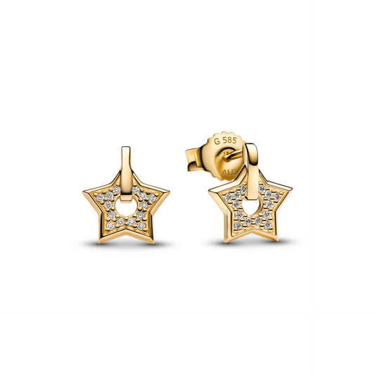 Orecchini Pandora Talisman Stella in oro 14k con pavé di diamanti creati in laboratorio - 254793C01