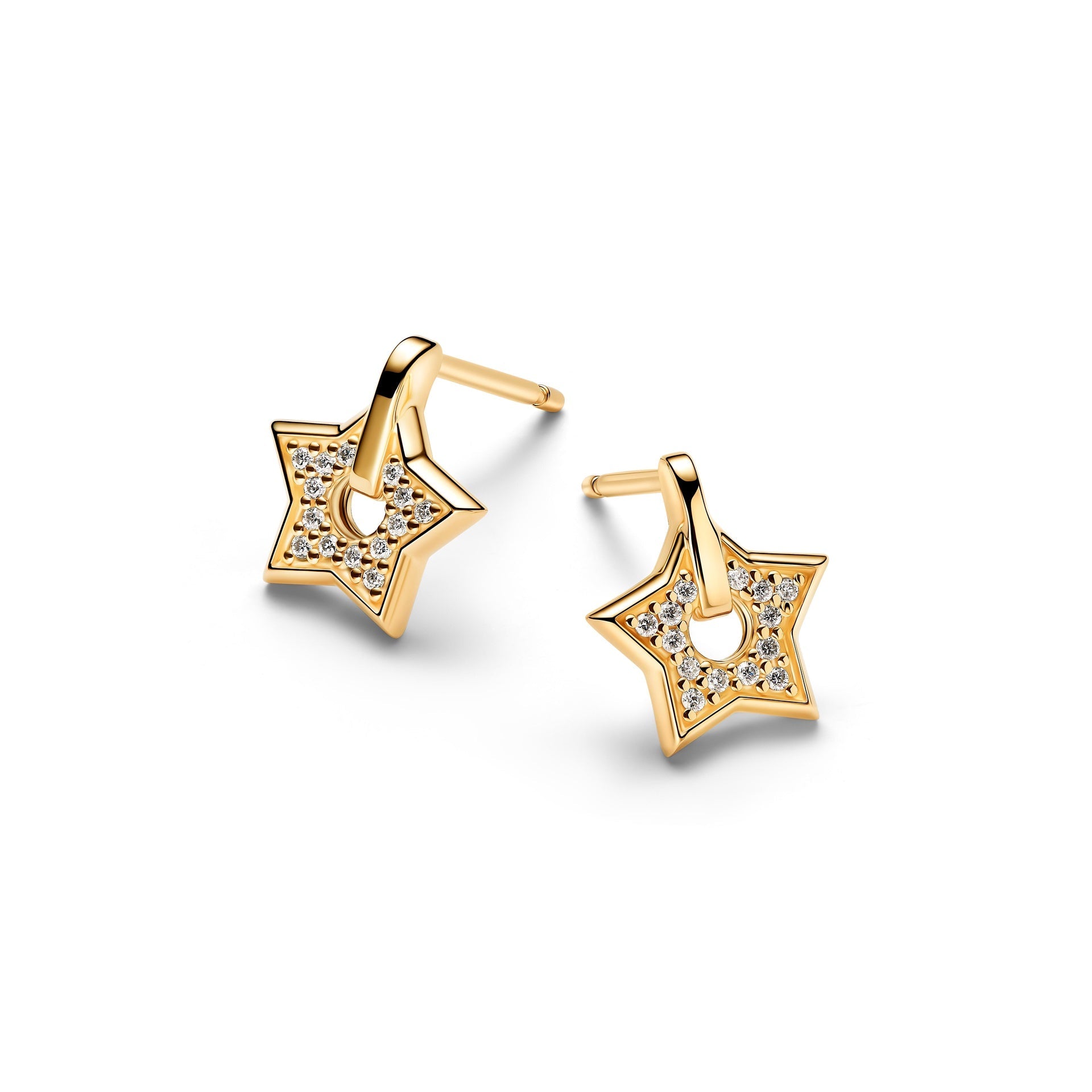 Orecchini Pandora Talisman Stella in oro 14k con pavé di diamanti creati in laboratorio - 254793C01
