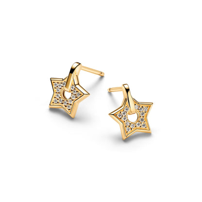Orecchini Pandora Talisman Stella in oro 14k con pavé di diamanti creati in laboratorio - 254793C01