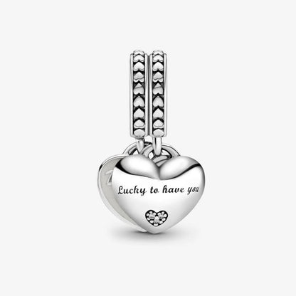 Pandora Double Heart Pendant Charm Daughter-in-law and Mother-in-law 799321C01