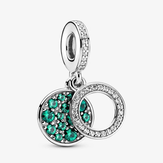 Pandora Double Dangle Charm with Sparkling Green Disc 799186C02