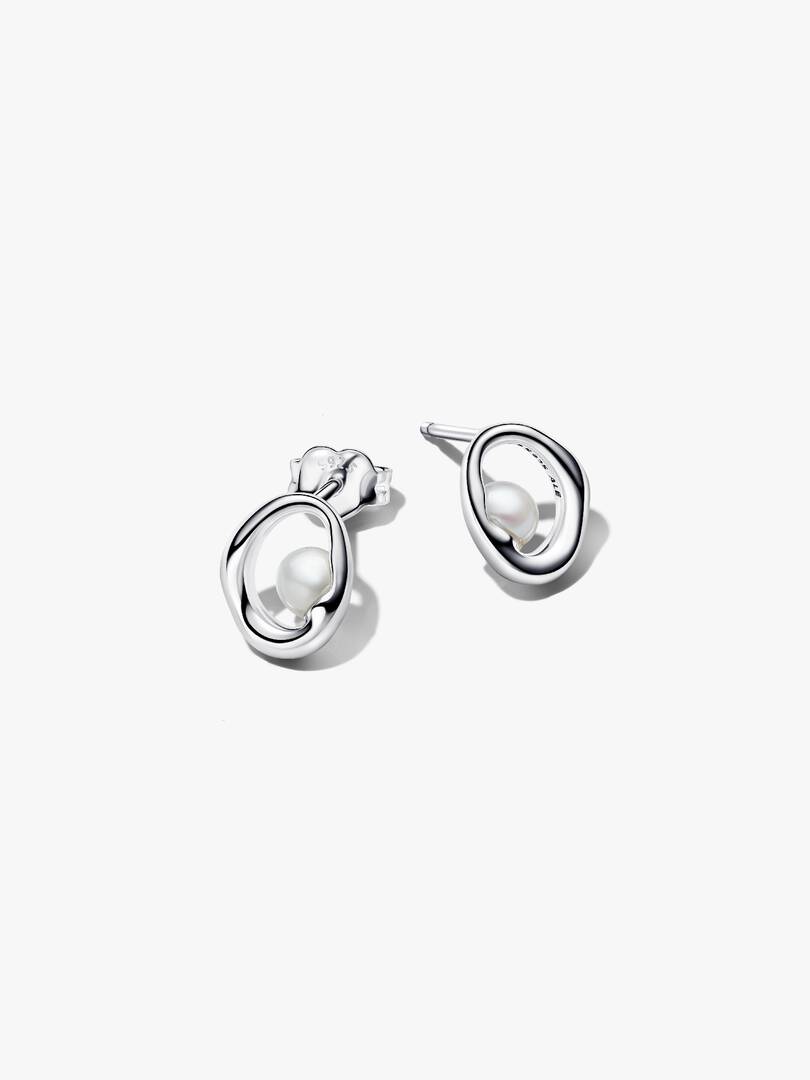 Orecchini Pandora Linea Sinuosa Ovale con Perla d'Acqua Dolce Coltivata 293295C01