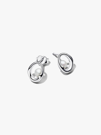 Orecchini Pandora Linea Sinuosa Ovale con Perla d'Acqua Dolce Coltivata 293295C01