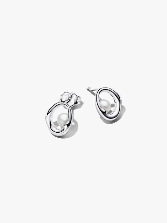 Orecchini Pandora Linea Sinuosa Ovale con Perla d'Acqua Dolce Coltivata 293295C01