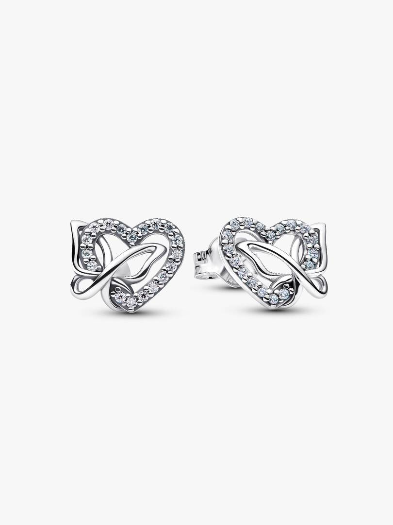 Pandora Dark Pink Crystal Hoop Earrings 925 Sterling Silver 293851C02