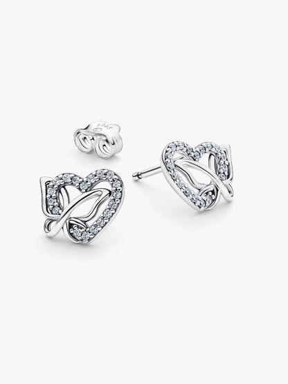 Pandora Dark Pink Crystal Hoop Earrings 925 Sterling Silver 293851C02