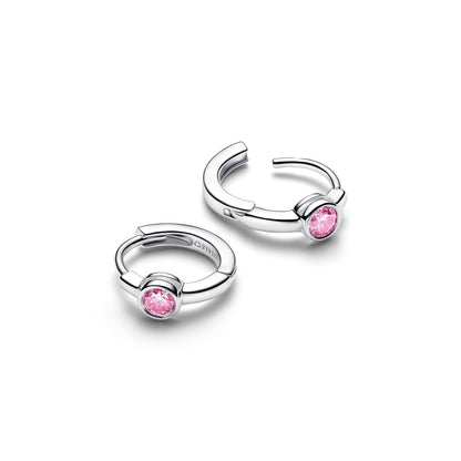 Orecchini Pandora Cerchi Era Bezel con diamante creato in laboratorio rosa - 294798C01