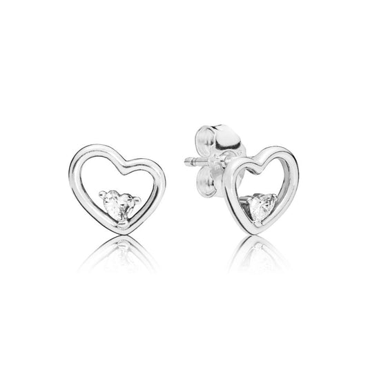 Pandora Asymmetric Love Hearts Luminous Stud Earrings 297813CZ