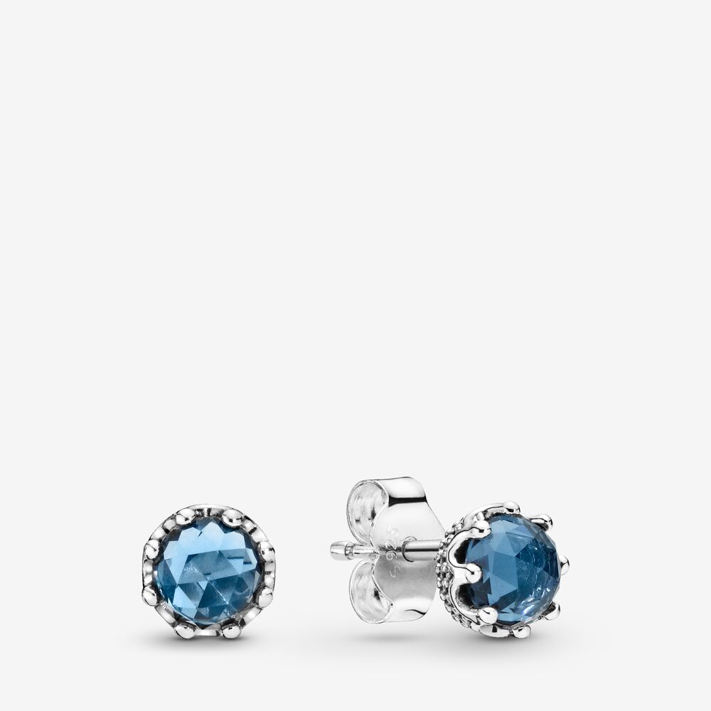 Orecchini a Lobo Pandora Corone Blu Scintillanti 298311NMB