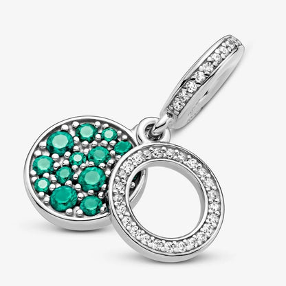 Pandora Double Dangle Charm with Sparkling Green Disc 799186C02