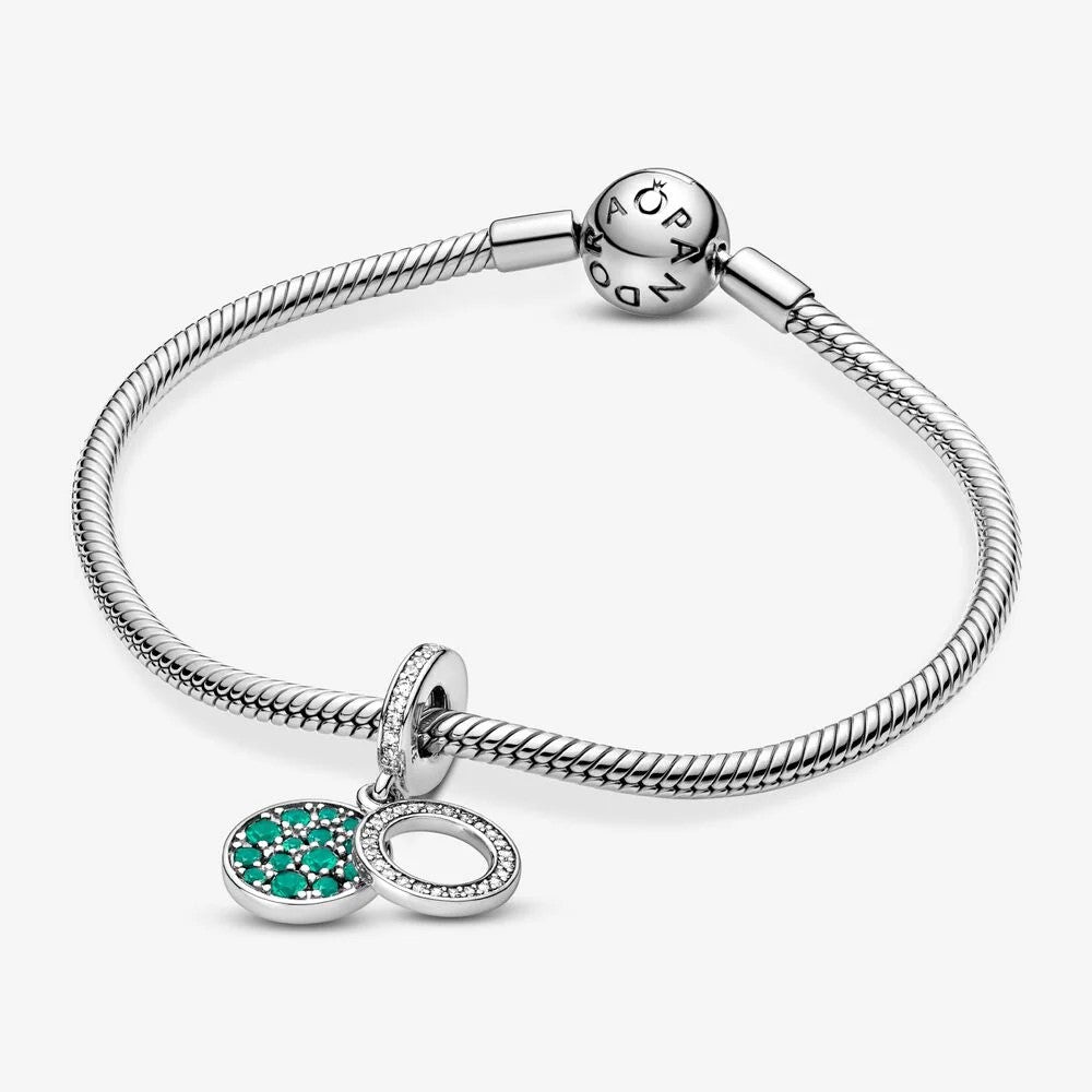 Pandora Double Dangle Charm with Sparkling Green Disc 799186C02