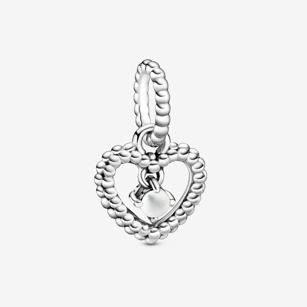 Charm Pendente Pandora A Cuore Bianco Latte Decorato Con Sfere 798854C04