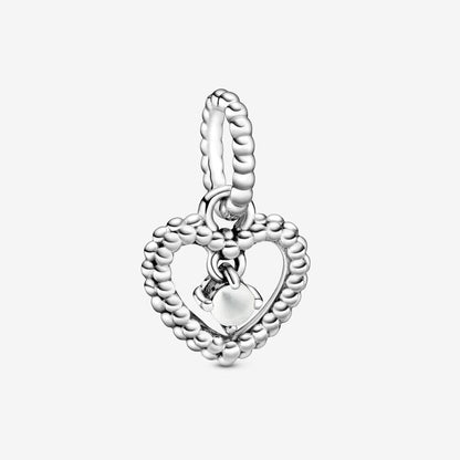 Charm Pendente Pandora A Cuore Bianco Latte Decorato Con Sfere 798854C04