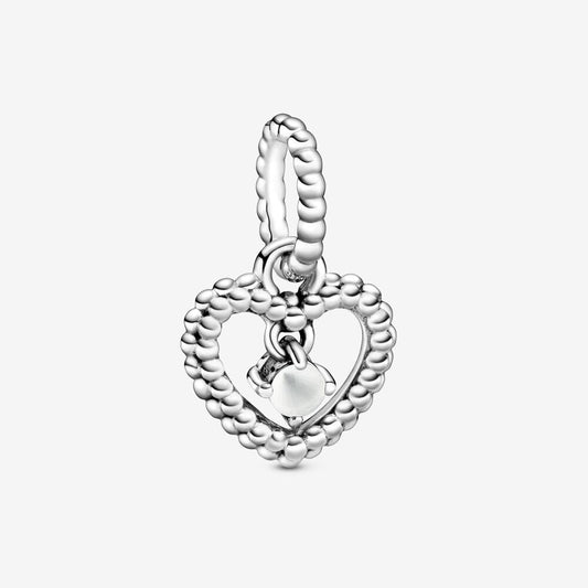Charm Pendente Pandora A Cuore Bianco Latte Decorato Con Sfere 798854C04