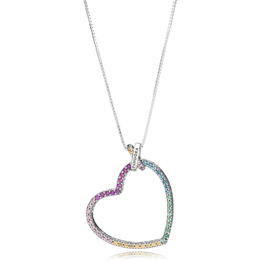 Collana Pandora Cuore Arcobaleno 397070NRPMX-60