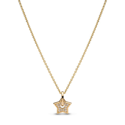Collana Pandora Talisman Stella in oro 14k con pavé di diamanti creati in laboratorio - 354790C01