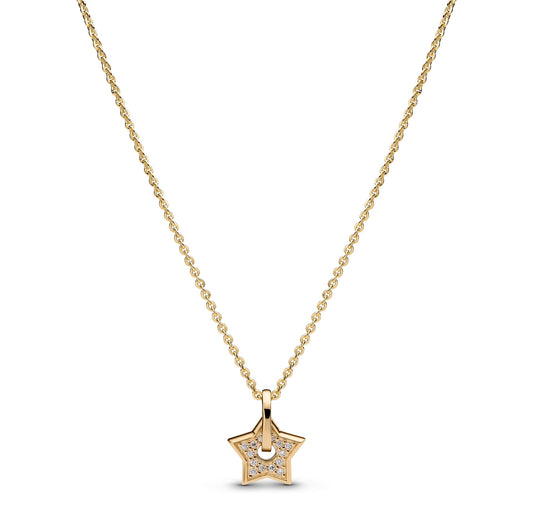 Collana Pandora Talisman Stella in oro 14k con pavé di diamanti creati in laboratorio - 354790C01
