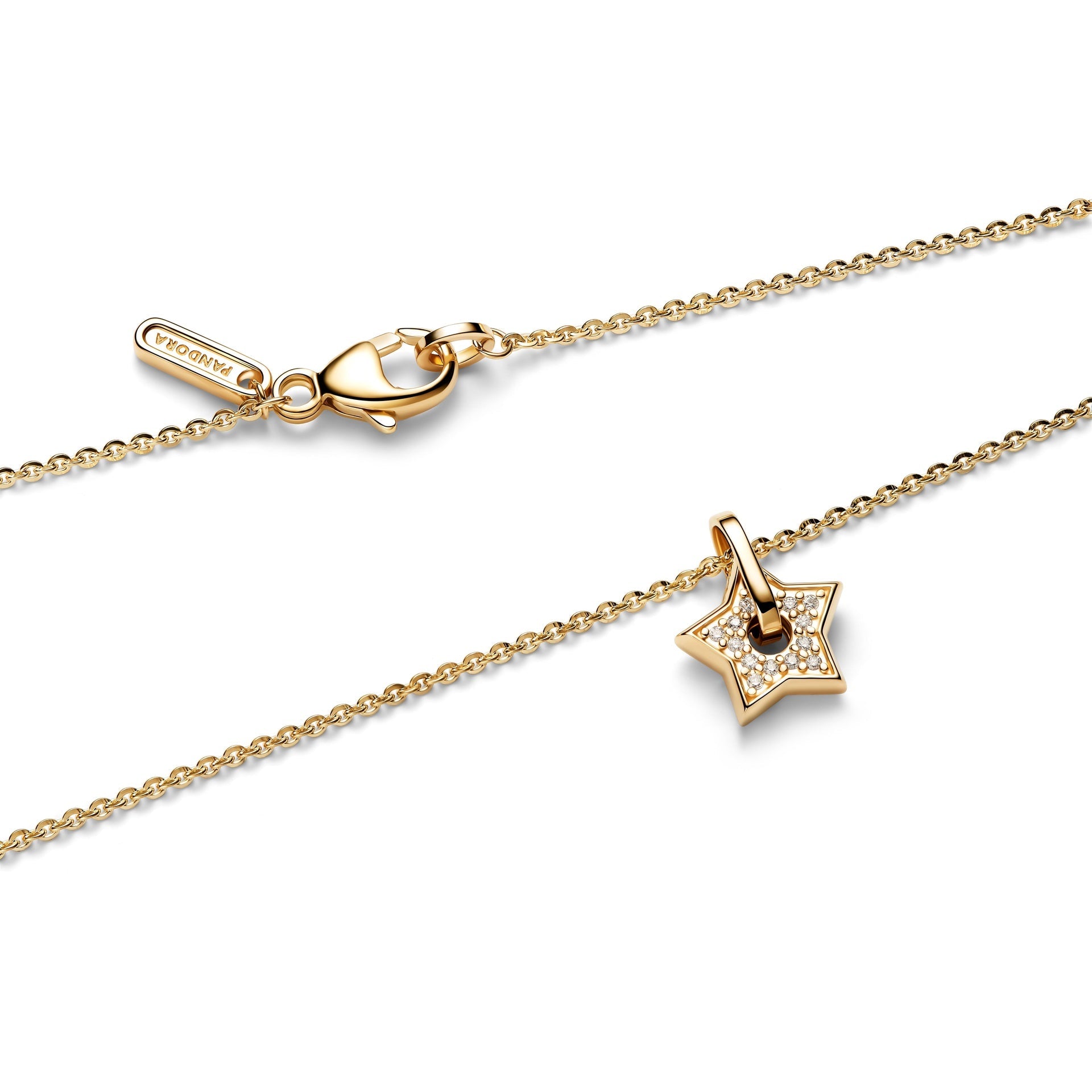 Collana Pandora Talisman Stella in oro 14k con pavé di diamanti creati in laboratorio - 354790C01