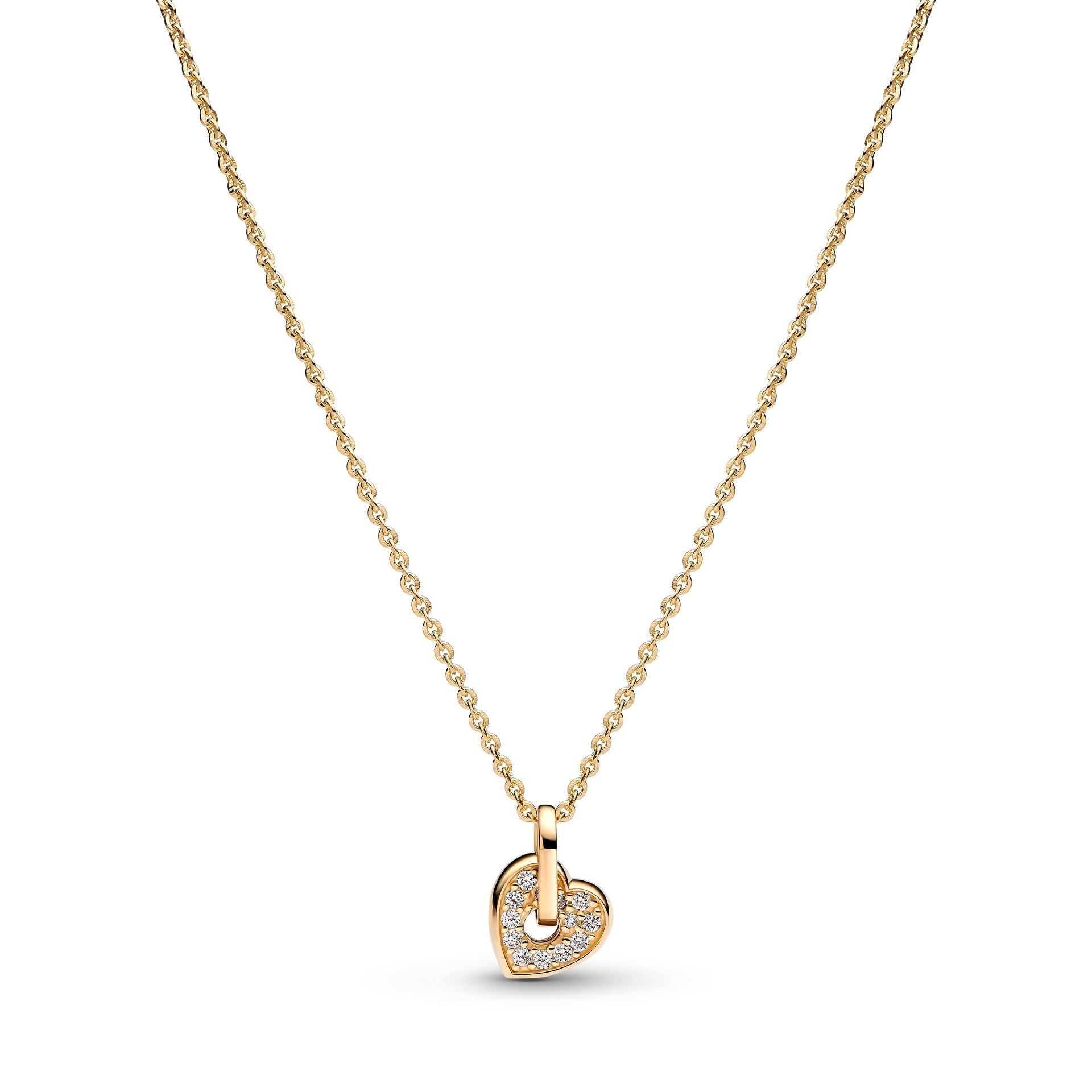 Collana Pandora Talisman Cuore in oro 14k con pavé di diamanti creati in laboratorio - 354791C01