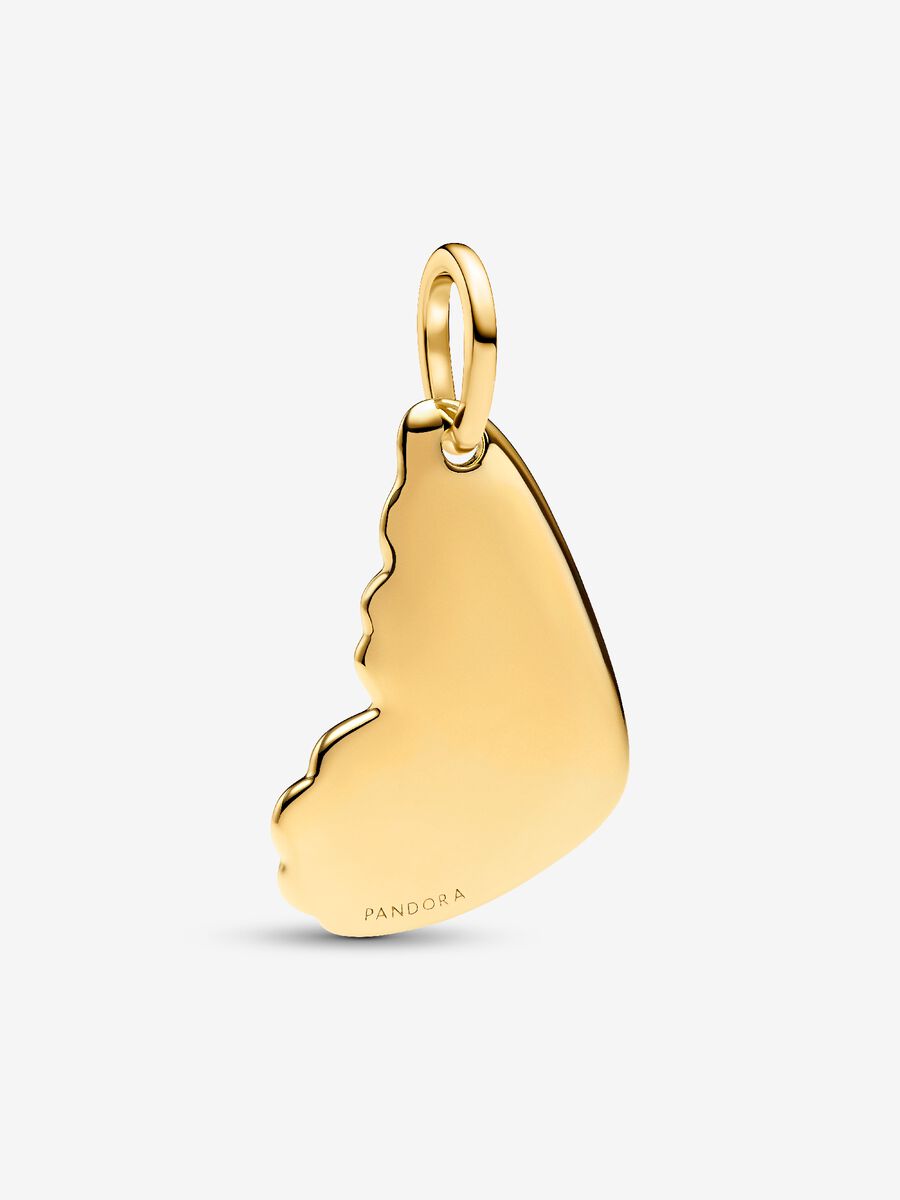Charm Pandora Pendente Ali di Farfalla da incidere Placcatura in Oro 14k