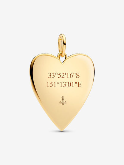 Charm Pandora Pendente Cuore Grande da incidere Placcatura in Oro 14k