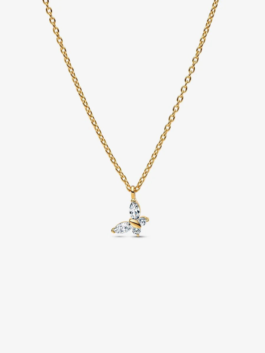 Collana Pandora con pendente Farfalla Placcatura in Oro 14k