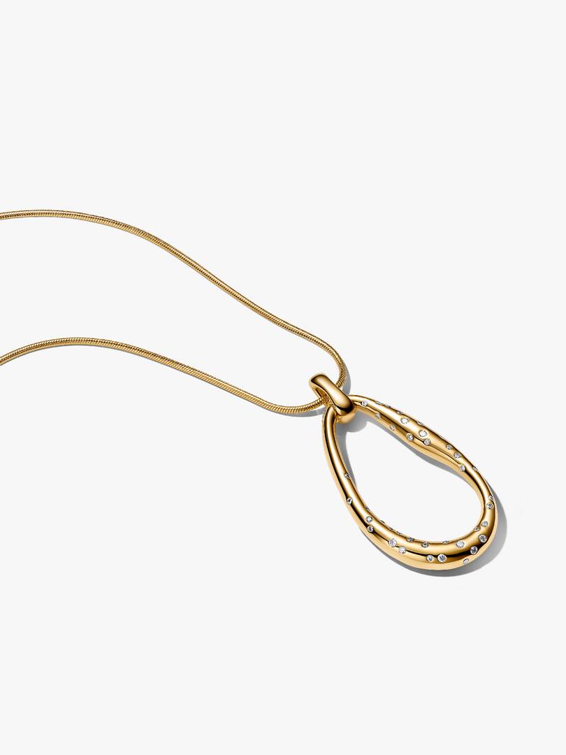 Collana Pandora Ovale Linea Sinuosa con Pietre Luminose Grande 364667C01