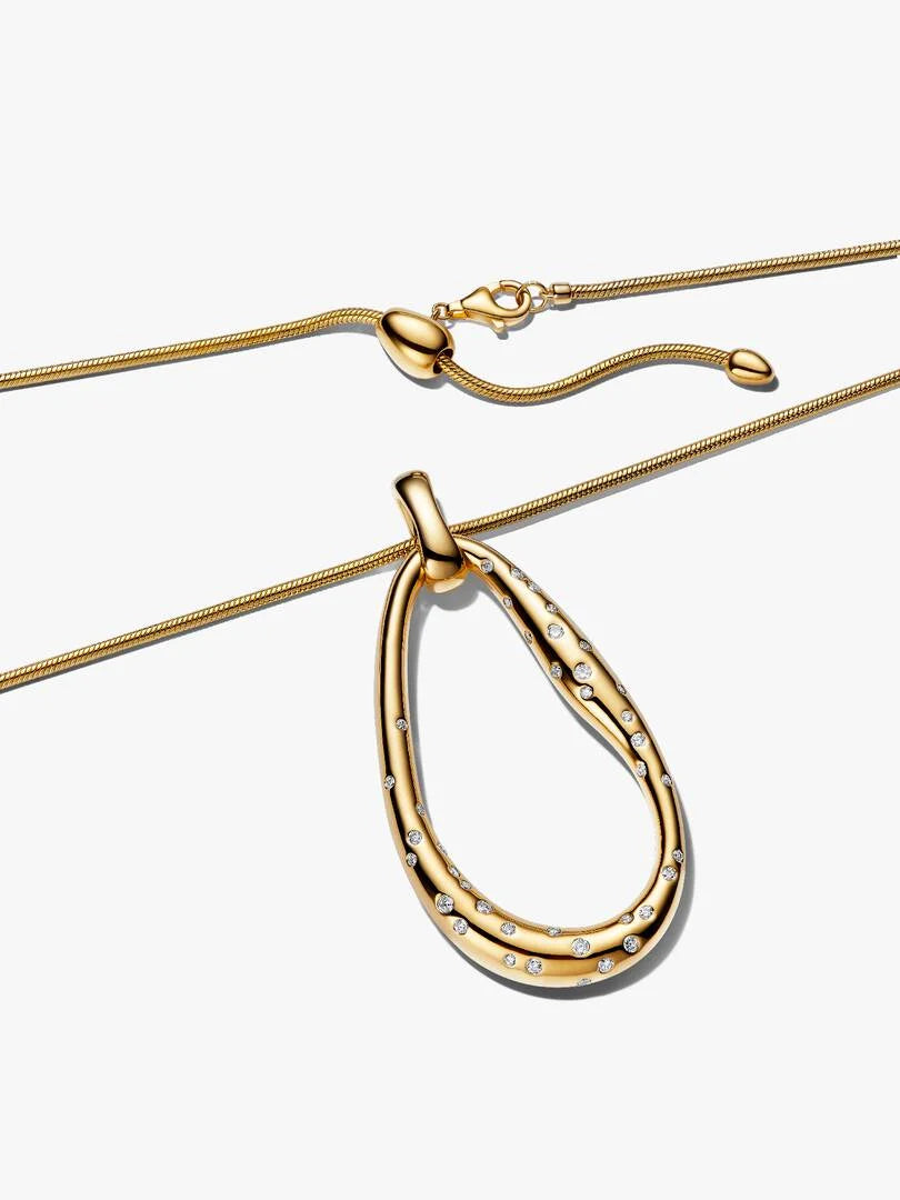 Collana Pandora Ovale Linea Sinuosa con Pietre Luminose Grande 364667C01