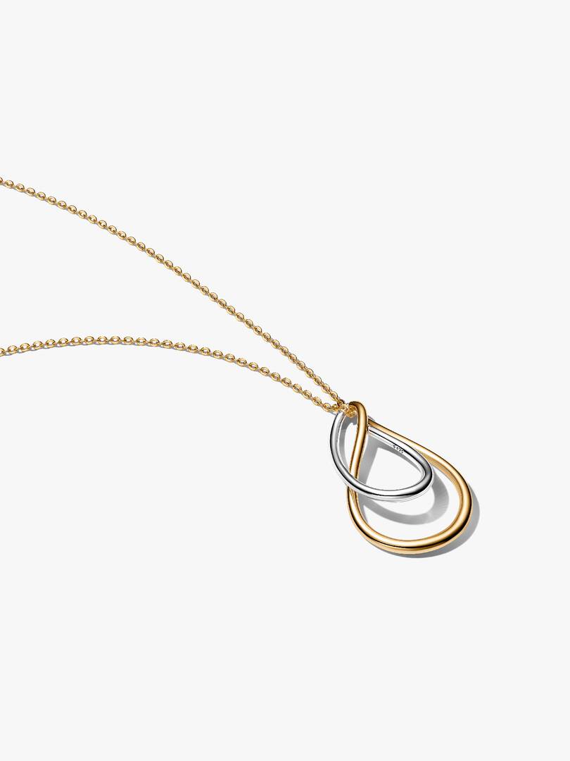 Collana Pandora Doppi Cerchi Linea Sinuosa Bicolore 364668C00
