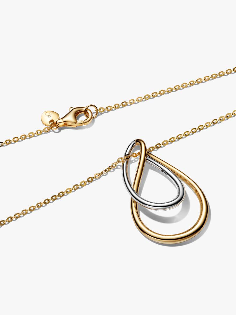 Collana Pandora Doppi Cerchi Linea Sinuosa Bicolore 364668C00