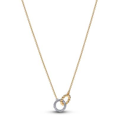 Collana Pandora Cerchi Intrecciati Sfere e Pavé 364825C01