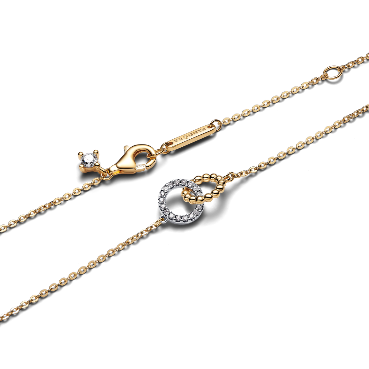 Collana Pandora Cerchi Intrecciati Sfere e Pavé 364825C01
