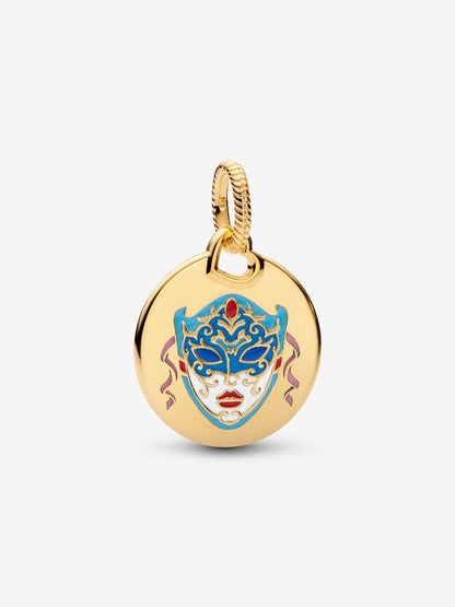Charm Pandora Pendente Maschera Veneziana da Incidere Placcatura in Oro 14k