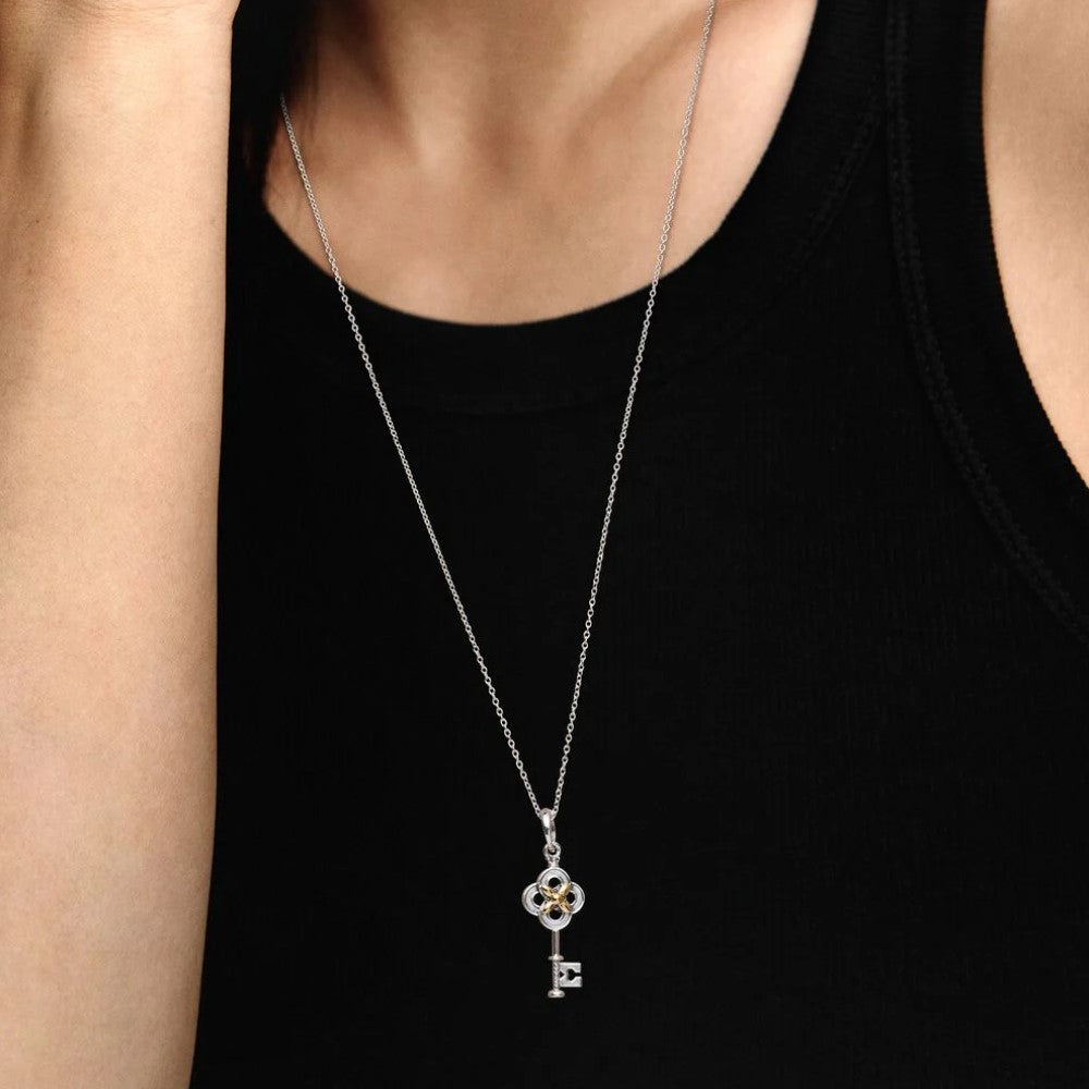 Pandora Two-Tone Key and Flower Necklace 399339C01-70