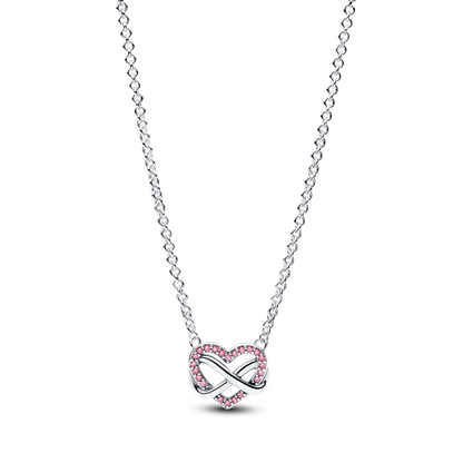 Collana Pandora Cuore Infinito Pietre Luminose Rosa 392666C02
