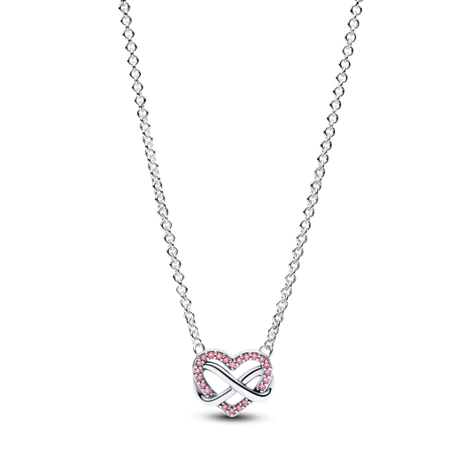 Collana Pandora Cuore Infinito Pietre Luminose Rosa 392666C02