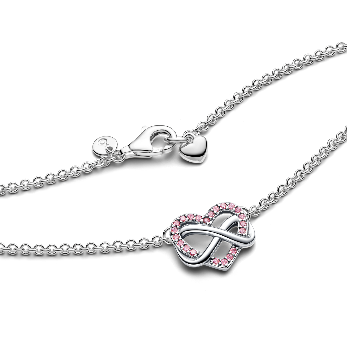 Collana Pandora Cuore Infinito Pietre Luminose Rosa 392666C02