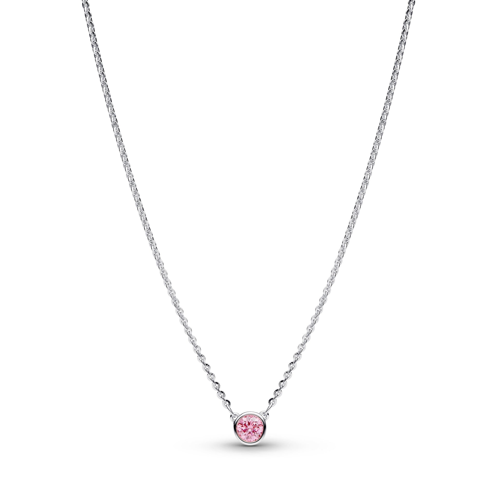 Collana Pandora Era Bezel con diamante creato in laboratorio rosa - 392885C02