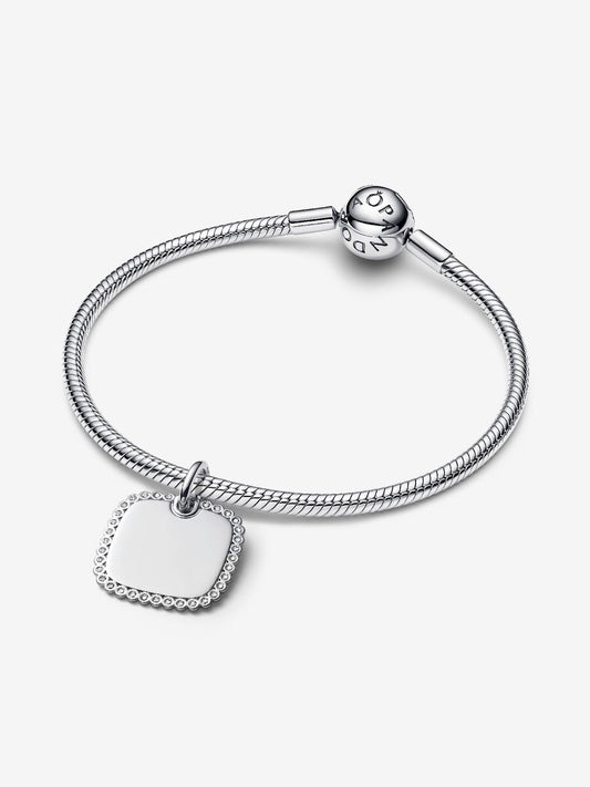 Charm Pandora Pendente Medaglia Quadrata Luminosa da incidere 394009C01