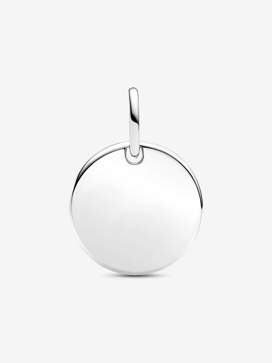 Charm Pandora Pendente Medaglia con diamante creato in laboratorio da incidere 0.012 ct TW, Argento Sterling 925